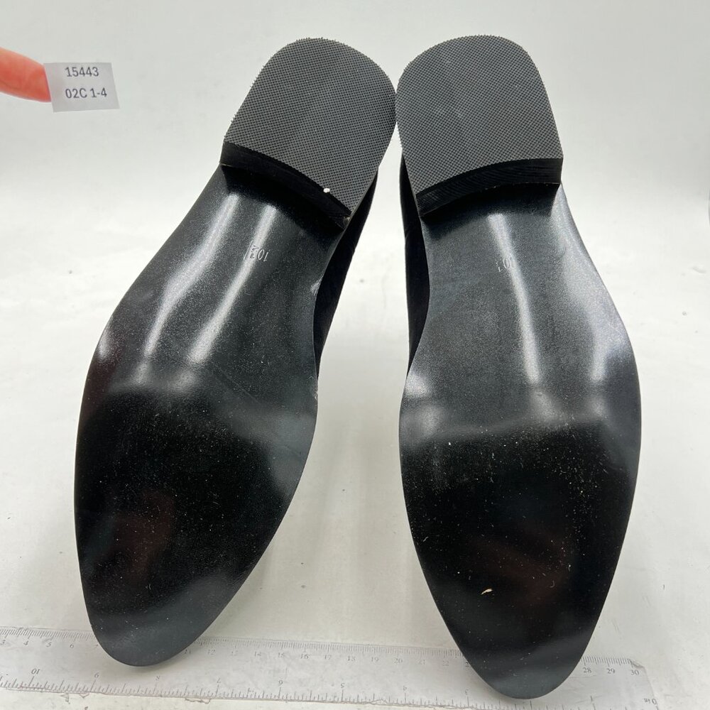 Black Suede Retro Elastic Low Chunky Block Heel P… - image 6